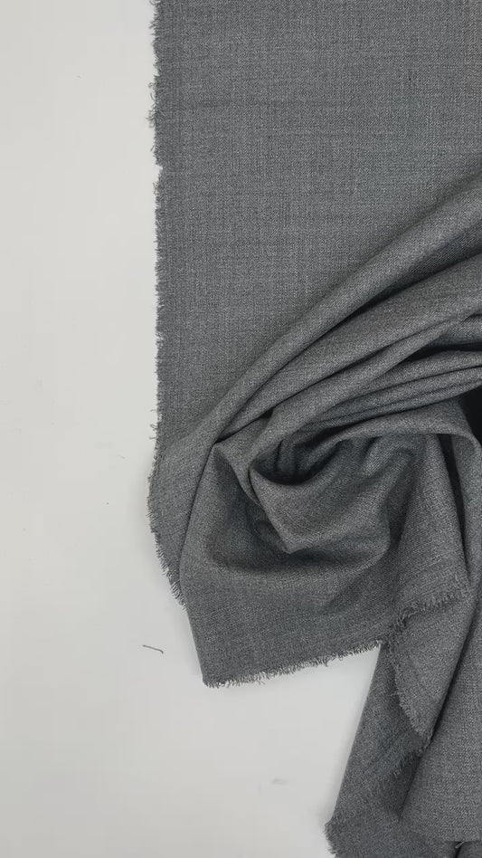 Wool fabric with elastane - grey melange 200 g/m² - last piece 42 cm