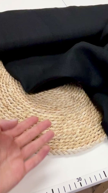 100% tissu en lin adouci - noir 165 g/m²