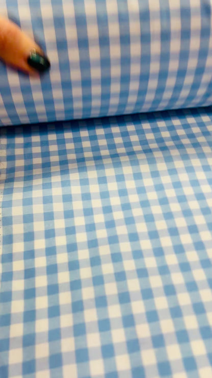 Baumwollmischgewebe, kariert, blau, 90 g/m²