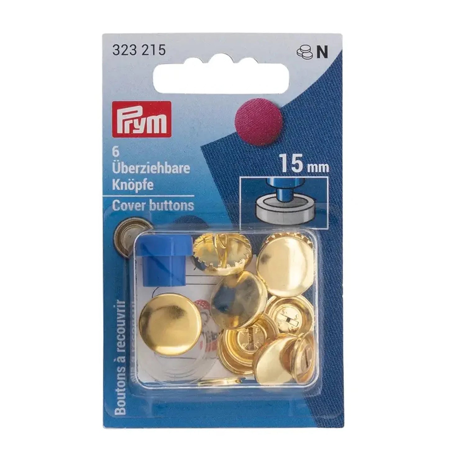 Image of Prym cover buttons with template, 15 mm – available at Šarlotes audumi