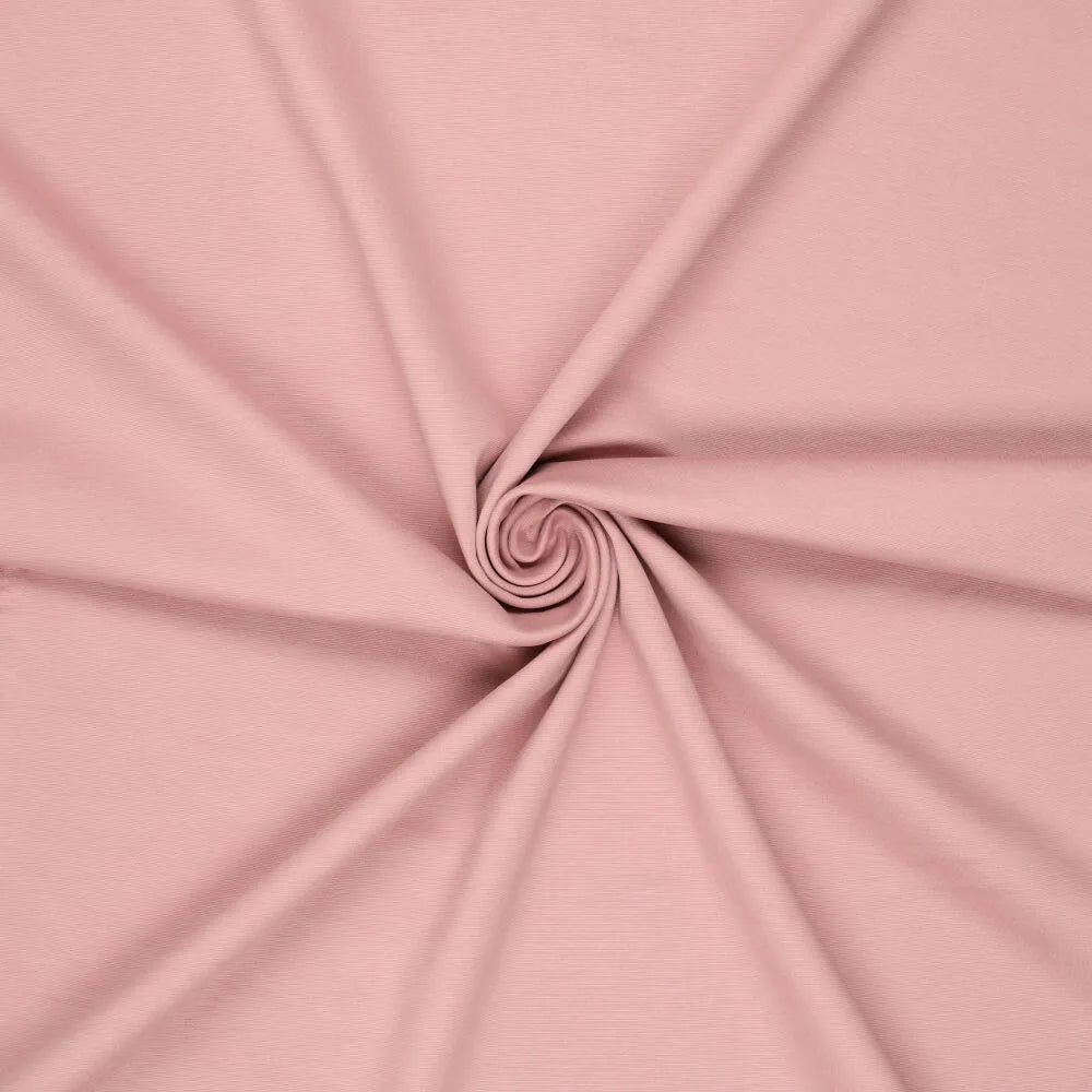 Image d'un tissu en maille Punta di Roma – rose poudré 320 g/m² – disponible chez Šarlotes audumi