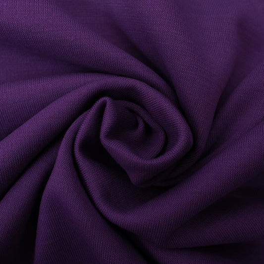 Image de tissu tricoté Punta di Roma – violet foncé 320 g/m² – disponible chez Šarlotes audumi