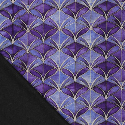 Punta di Roma trikotāžas audums - violets abstraksts raksts 240 g/m²