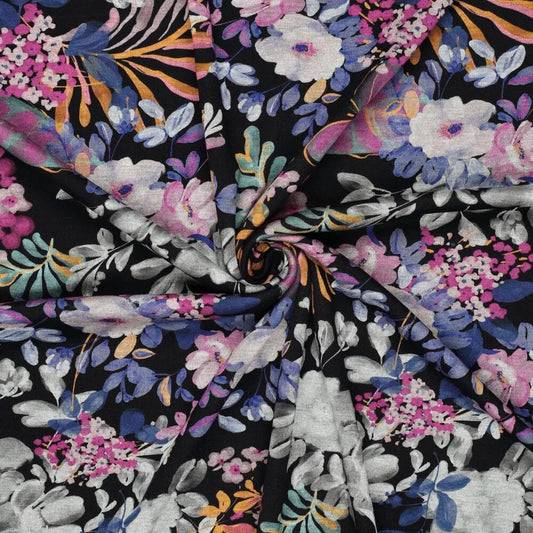 Tissu tricot Punta di Roma - fleurs d’hiver 240 g/m²