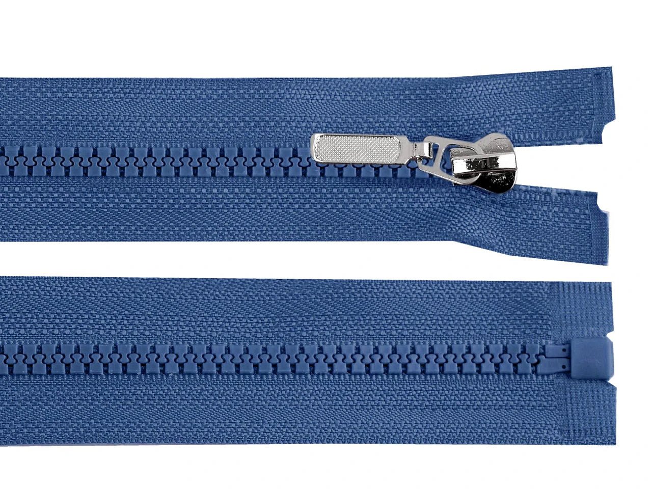 Image of a zip-open tractor in denim blue – available at Charlotte's Fabrics