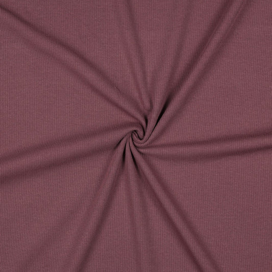 Ribbed cotton jersey (RIB JERSEY) - aubergine 240 g/m²