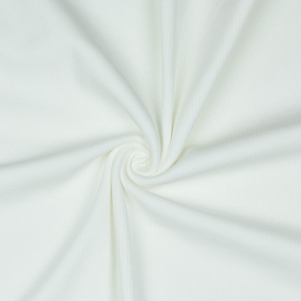 Maille de coton côtelée (RIB JERSEY) - blanche 240 g/m²