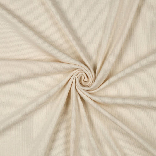 Ribbed cotton jersey (RIB JERSEY) - natural, unbleached 240 g/m²