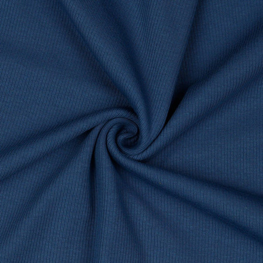 Ribbed cotton jersey (RIB JERSEY) - denim blue 240 g/m²