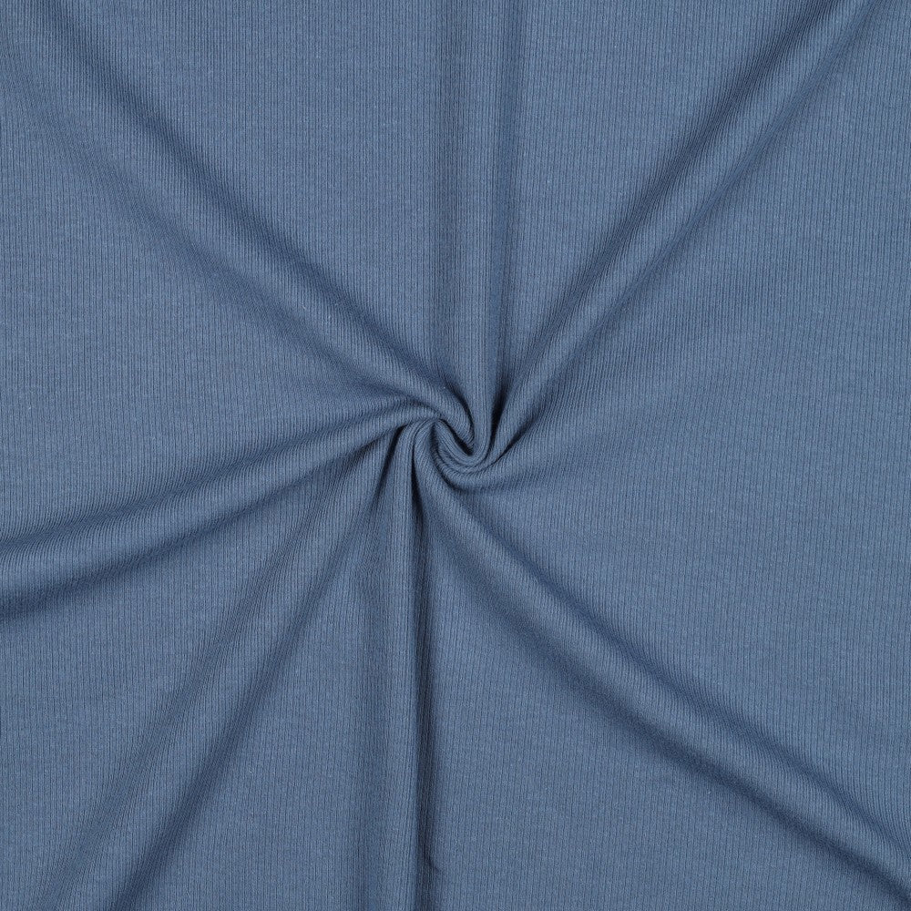 Jersey de coton côtelé (RIB JERSEY) - bleu jean 240 g/m²