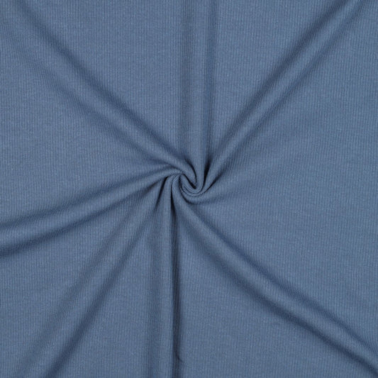 Ribbed cotton jersey (RIB JERSEY) - denim blue 240 g/m²