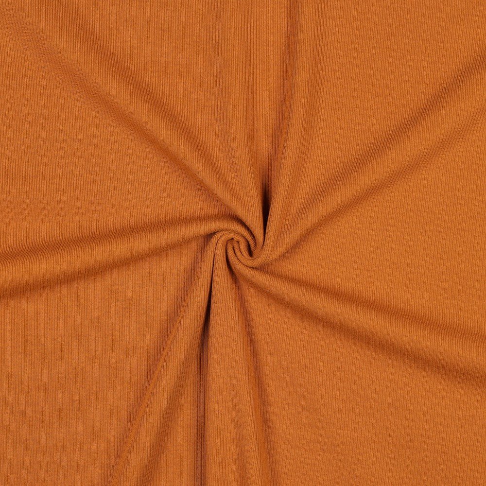 Jersey côtelé en coton (RIB JERSEY) - cognac 240 g/m²
