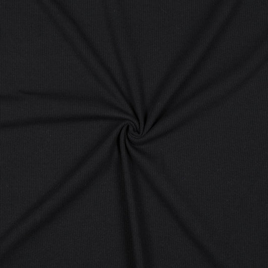 Ribbed cotton jersey (RIB JERSEY) - black 240 g/m²