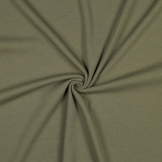 ribbed cotton jersey (RIB JERSEY) - olive green 240 g/m²
