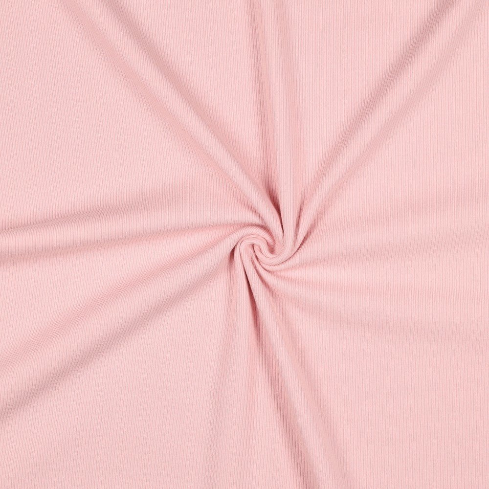 Jersey de coton côtelé (RIB JERSEY) - teinte rose 240 g/m²