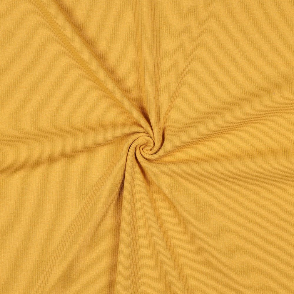 Jersey de coton côtelé (RIB JERSEY) - jaune moutarde 240 g/m²