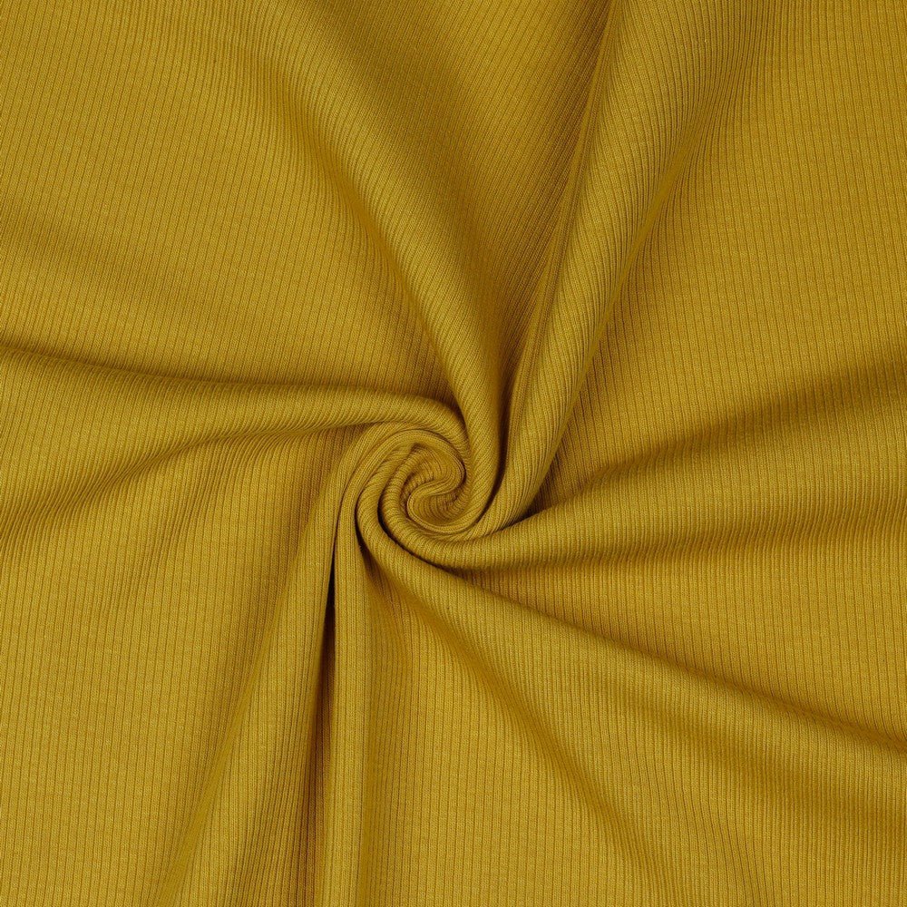 Jersey de coton côtelé (RIB JERSEY) - jaune moutarde 240 g/m²