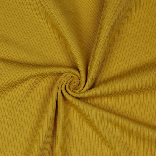 Ribbed cotton jersey (RIB JERSEY) - mustard yellow 240 g/m²