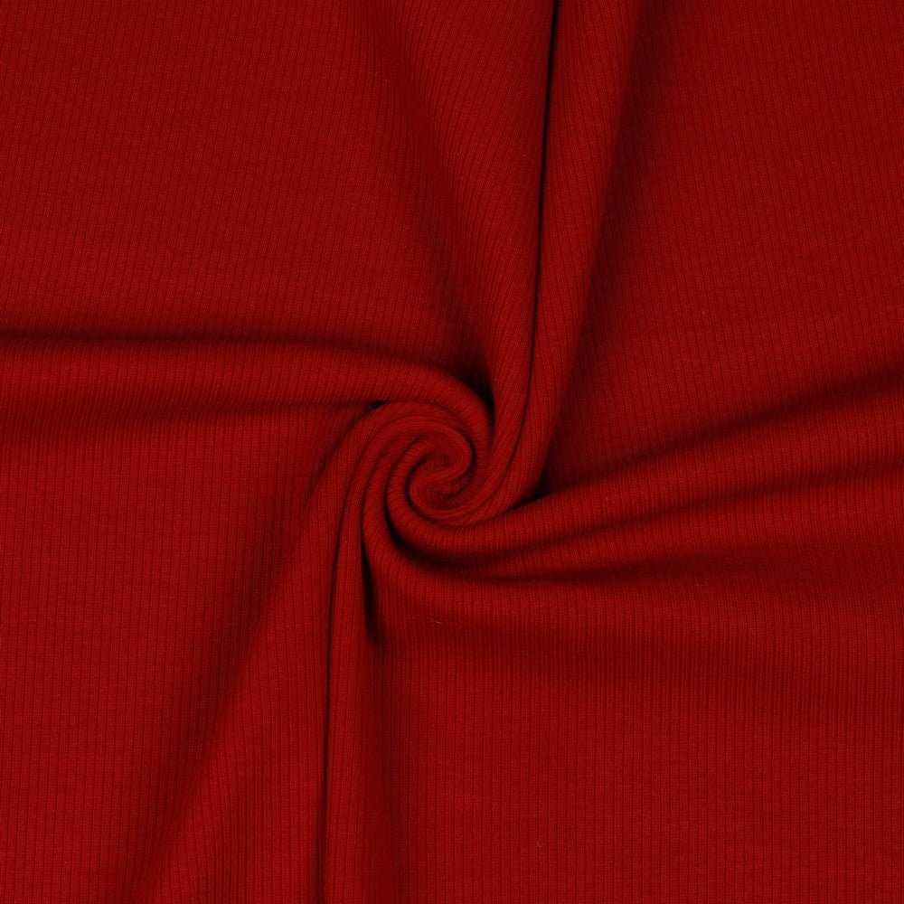 Jersey de coton côtelé (RIB JERSEY) - rouge foncé 240 g/m²
