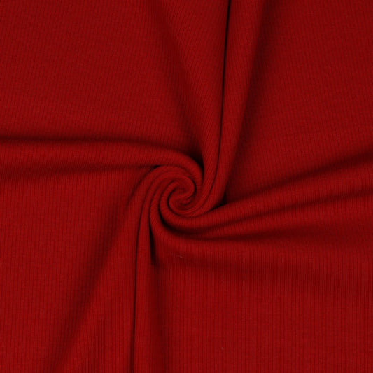 Ribbed cotton jersey (RIB JERSEY) - dark red 240 g/m²