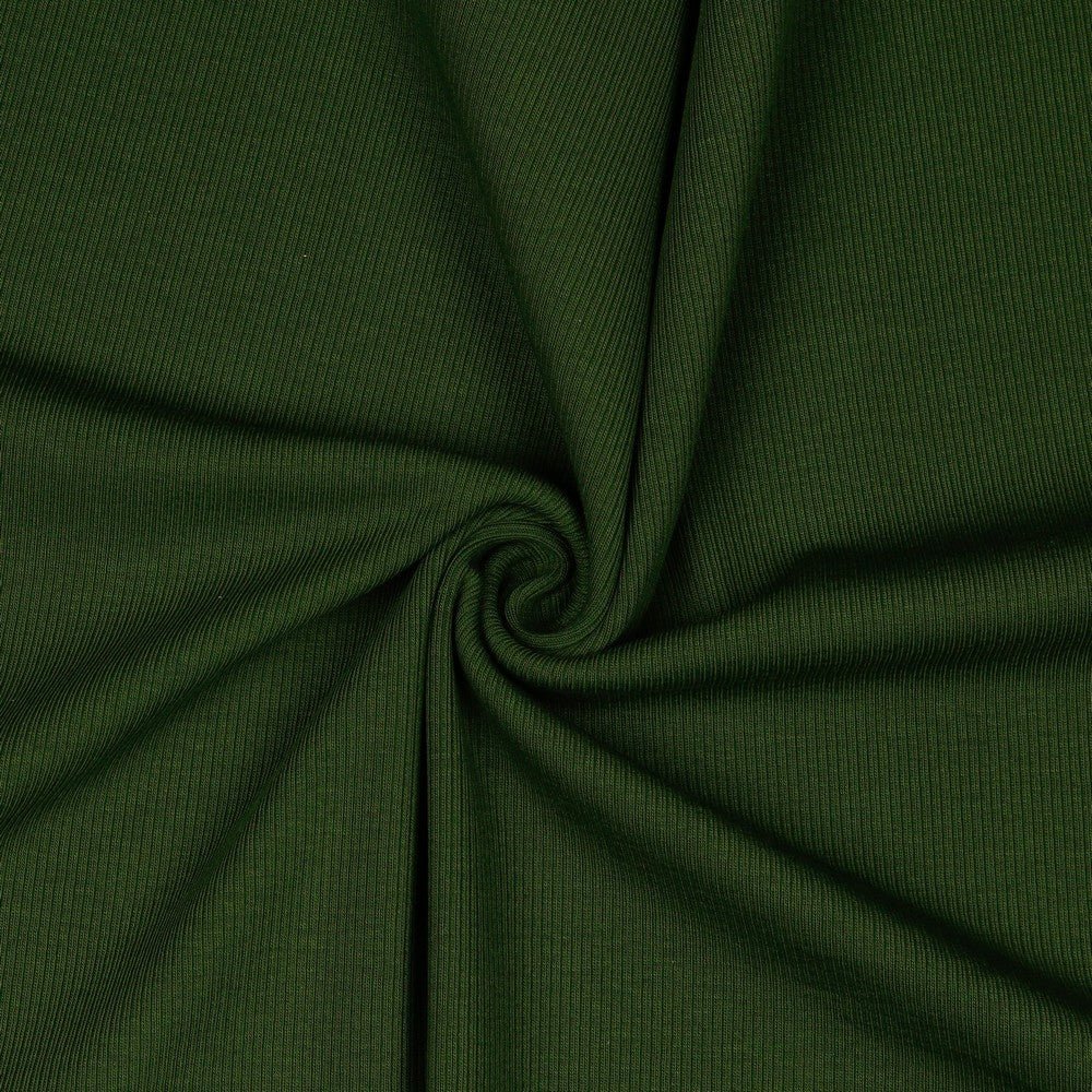 Jersey de coton côtelé (RIB JERSEY) - vert foncé 240 g/m²