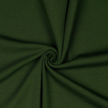 Jersey de coton côtelé (RIB JERSEY) - vert foncé 240 g/m²