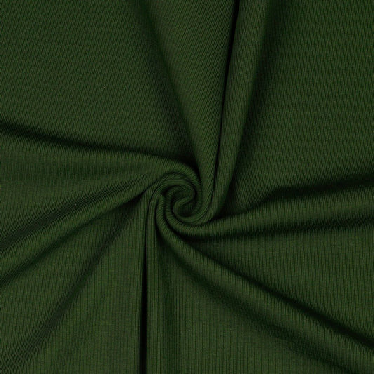 Ribbed cotton jersey (RIB JERSEY) - dark green 240 g/m²