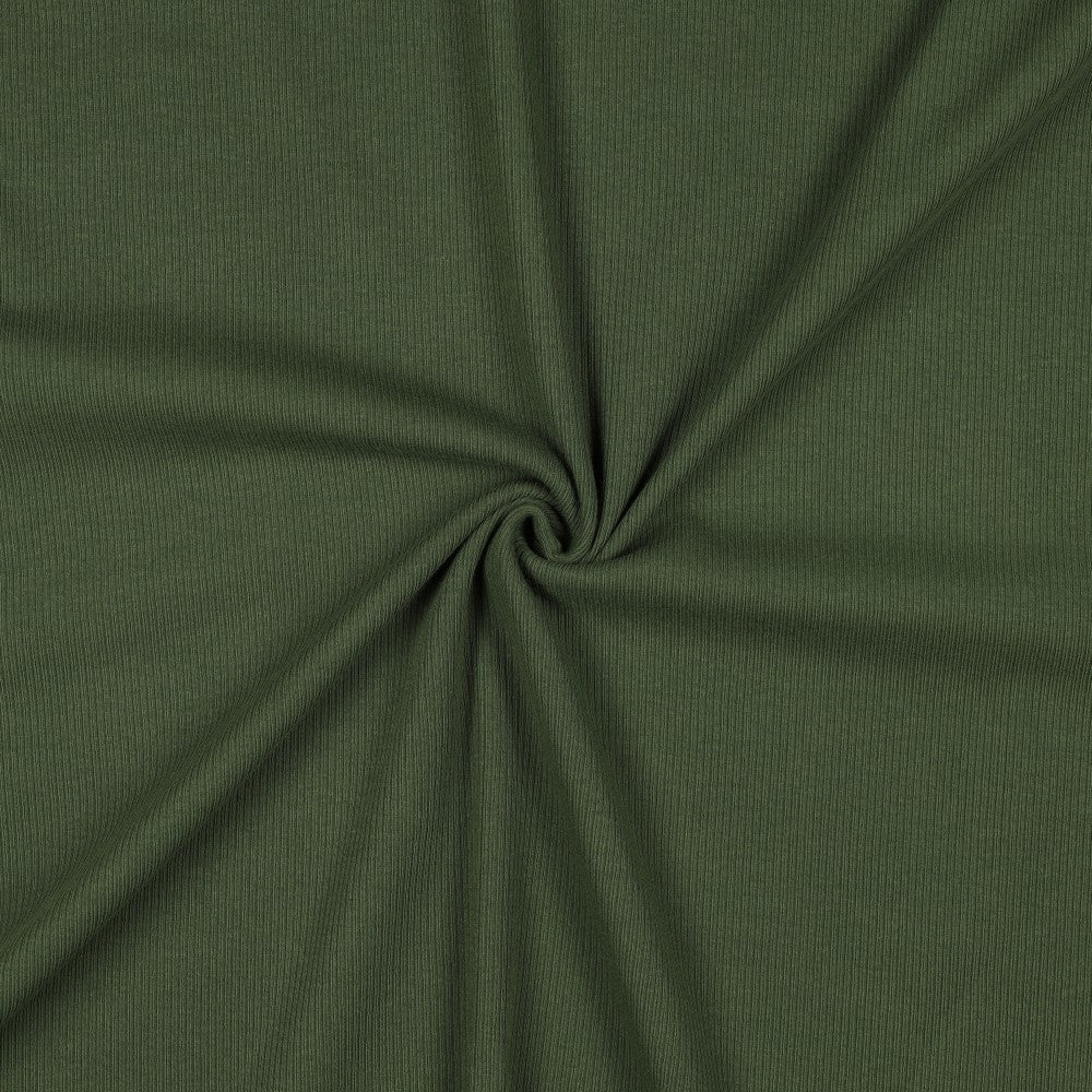 Jersey de coton côtelé (RIB JERSEY) - vert foncé 240 g/m²