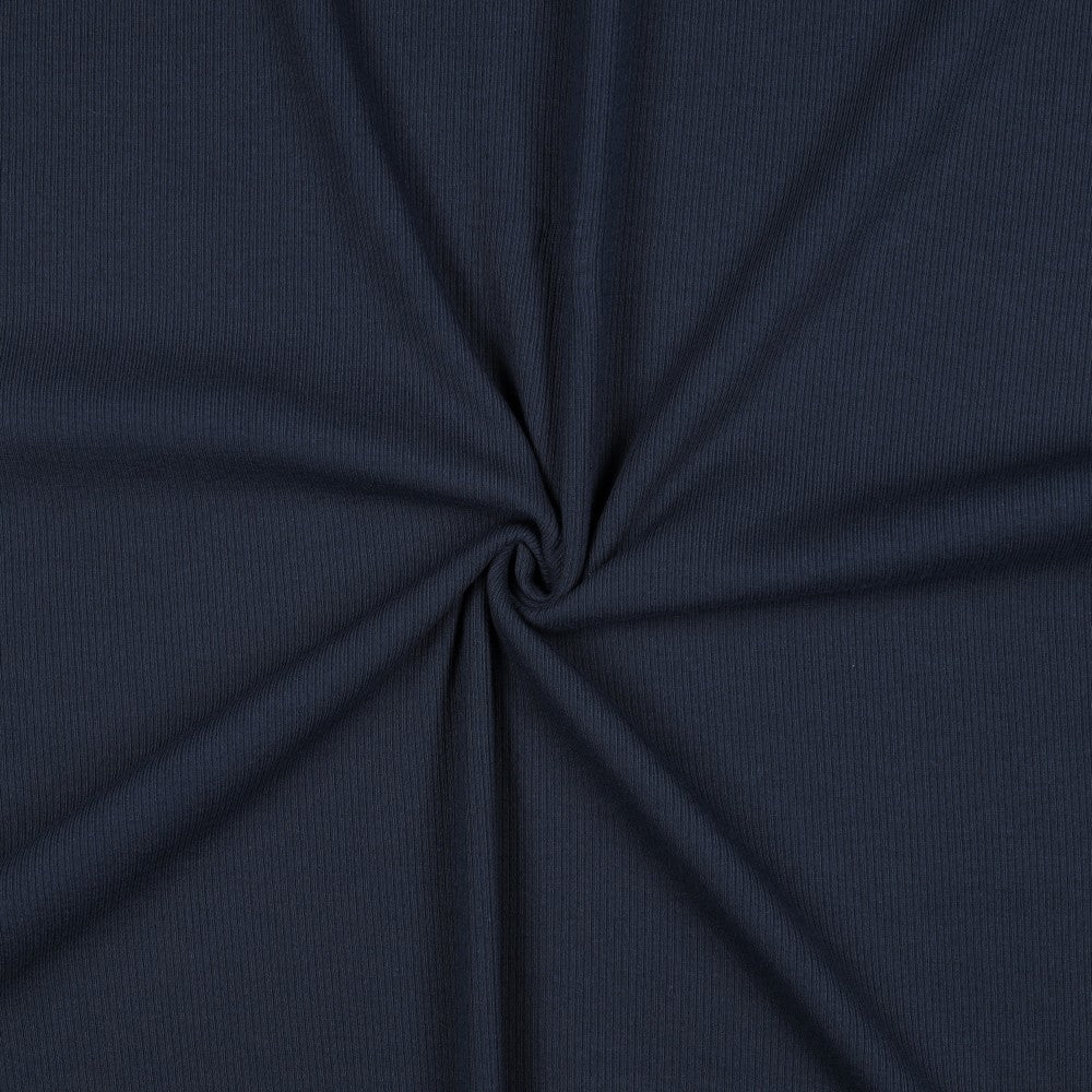 Jersey de coton côtelé (RIB JERSEY) - bleu foncé 240 g/m²