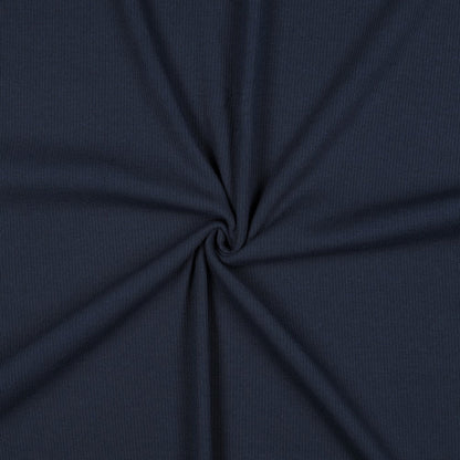 Jersey de coton côtelé (RIB JERSEY) - bleu foncé 240 g/m²
