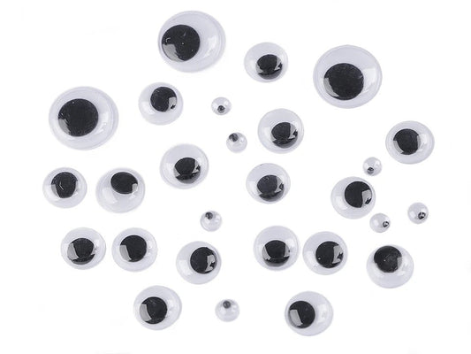 Image with toy eyes with adhesive tape 5; 10.3; 15.3 mm MIX 130 pcs. – available at Charlotte Fabrics