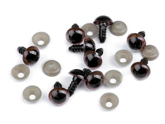 Toy eyes Ø10 mm - brown (pack of 5 pairs)