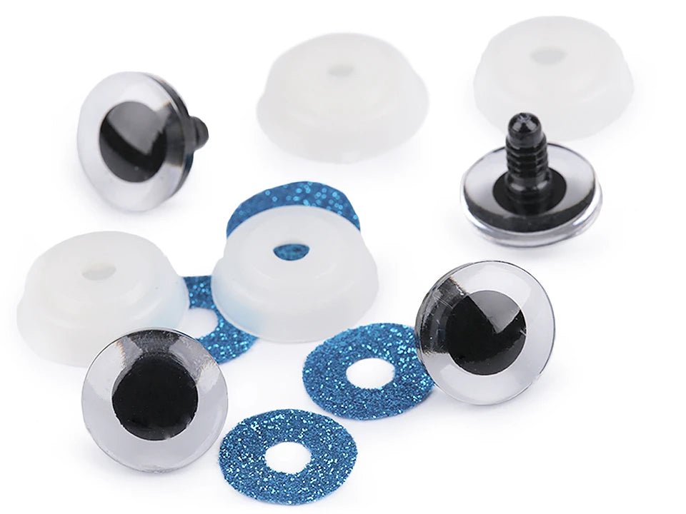 Spielzeugaugen Ø20 mm, blaue Glitzeroptik (2 Paare pro Packung)