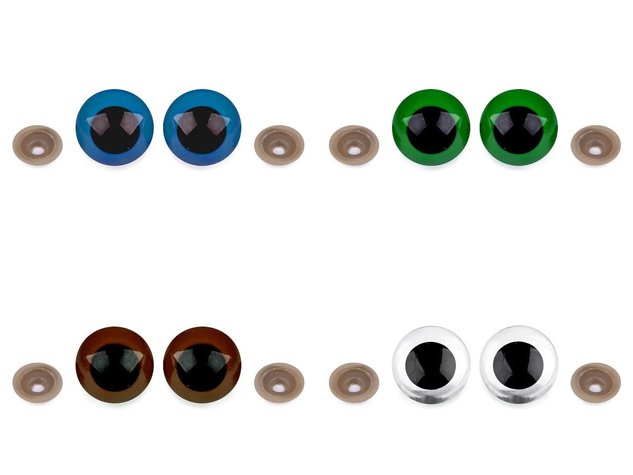 Yeux pour peluches Ø30 mm verts (lot de 2 paires)