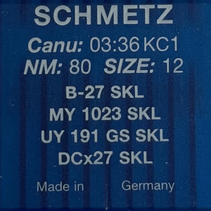 Image avec les aiguilles d’overlock industrielles SCHMETZ DCx27 (B - 27) SKL pour maille très épaisse – 10 pièces – disponible chez Šarlotes audumi