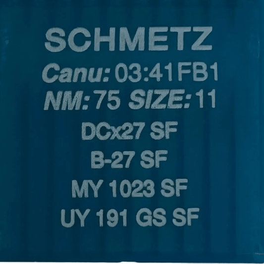 Attēls avec aiguilles SCHMETZ DCx27 (B - 27) SUK SF pour surjeteuse industrielle, pour tricot très fin - 10 pièces – disponible chez Šarlotes audumi