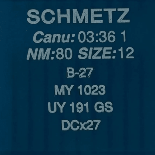 Image des aiguilles universelles SCHMETZ DCx27 (B - 27) pour surjeteuse industrielle, 10 pièces – disponible chez Šarlotes audumi