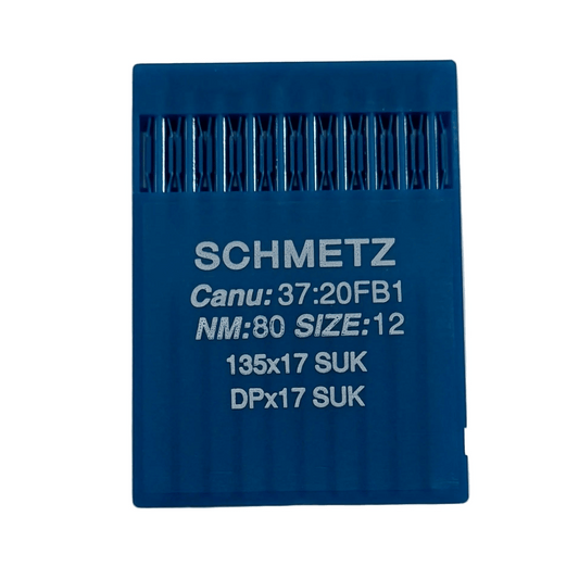 Image d’aiguilles pour machine à coudre industrielle SCHMETZ DPx17 (135x17) SUK pour maille et denim - 10 pièces – disponible chez Šarlotes audumi