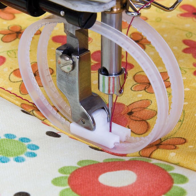Attēls ar Rūpniecisko šujmašīnu pēdiņa - PTFE, teflona ar gredzeniem bieziem un slideniem materiāliem – pieejams Šarlotes audumi