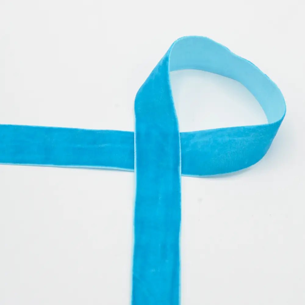 Image of 25 mm velvet ribbon - bright blue – available at Šarlotes audumi