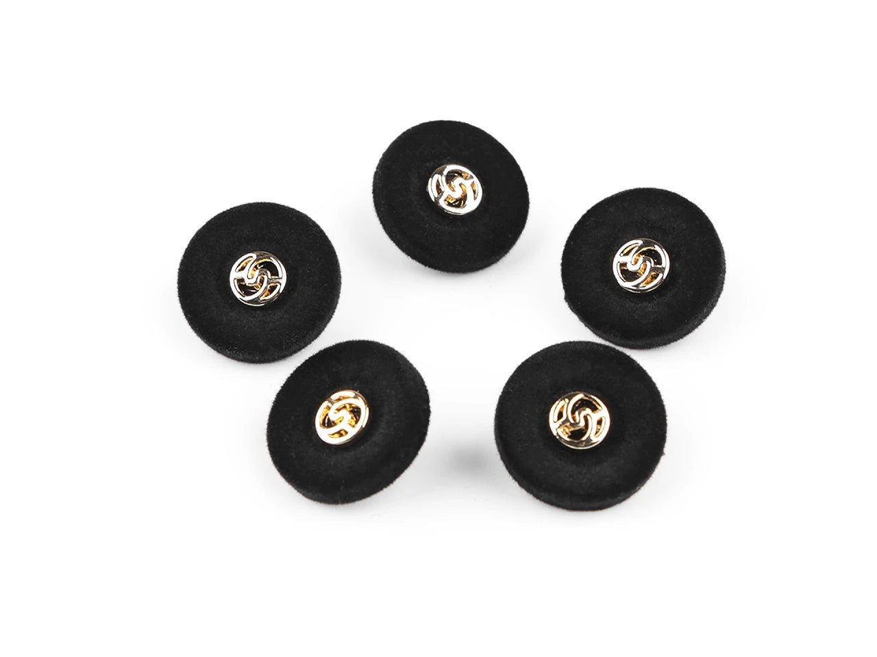 Boutons en velours à pied 28 mm - noirs et dorés