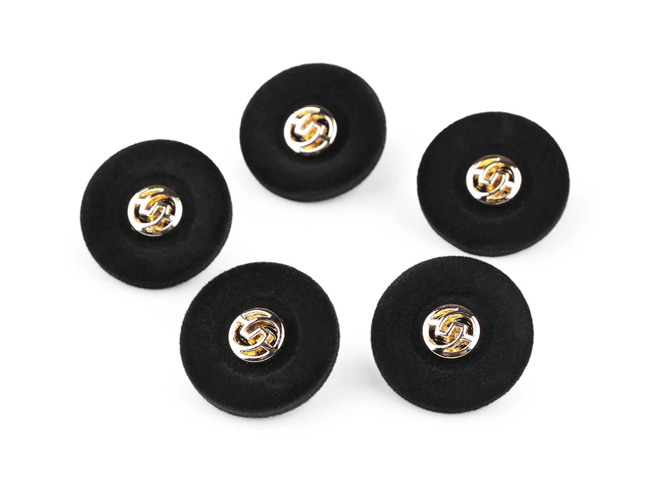 Boutons en velours à queue 28 mm - noirs avec doré