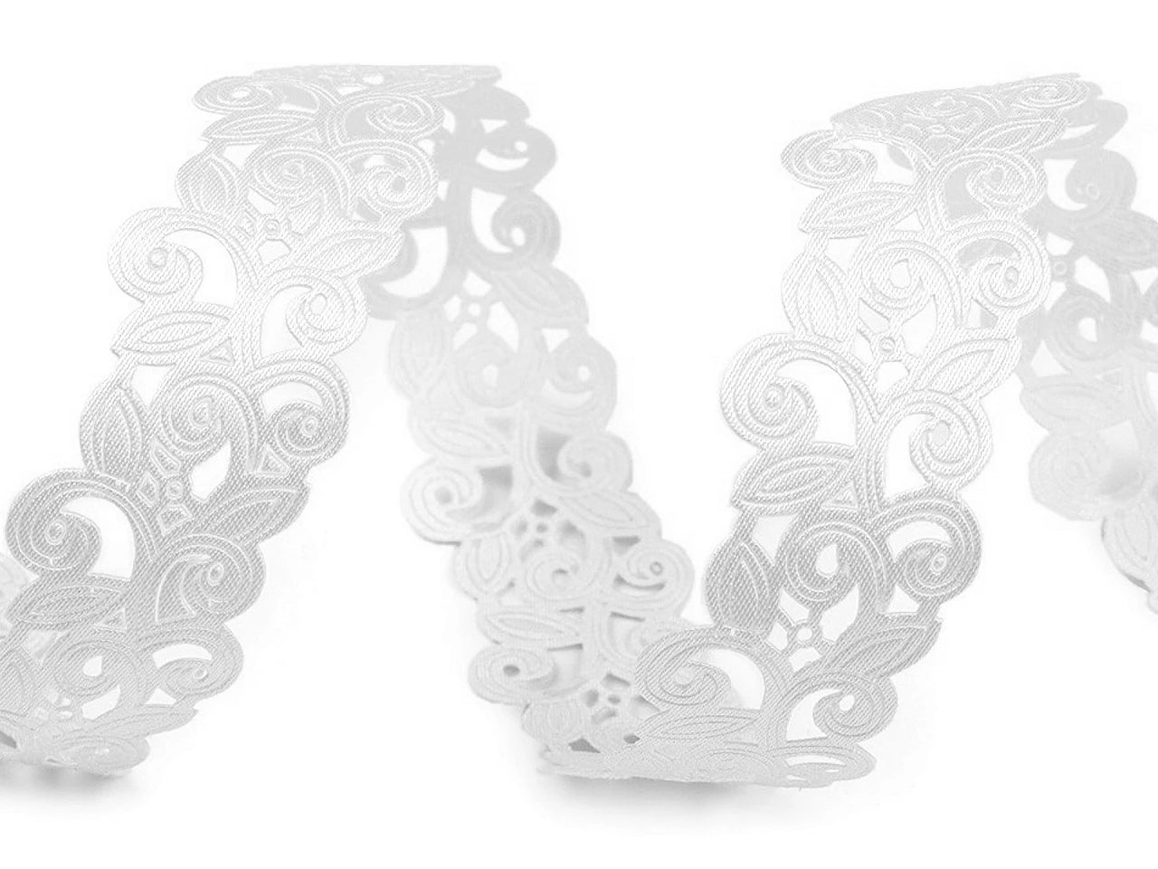 Image avec ruban en dentelle satinée (laser-cut) | 22 mm blanc – disponible chez Šarlotes audumi