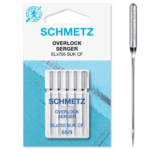 Image with SCHMETZ overlock and coverlock needles for knitwear ELx705 SUK CF - No. 65 (5 pcs.) – available at Šarlotes audumi