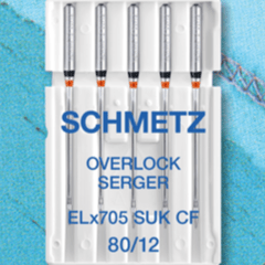 Image of SCHMETZ Overlock and Coverlock needles for knitwear ELx705 SUK CF - No. 80 (5 pcs) – available at Šarlotes audumi