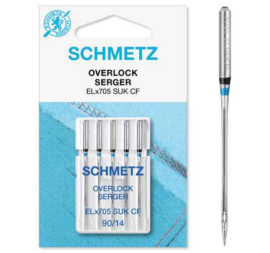 Image of SCHMETZ Overlock and Coverlock needles for knitwear ELx705 SUK CF - No. 90 (5 pcs.) – available at Šarlotes audumi