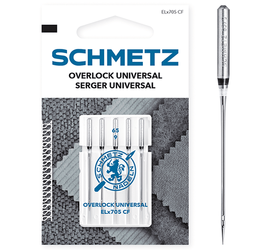 Image with SCHMETZ Overlock and Coverlock universal ELx705 CF needles - No. 65 (5 pcs) – available at Charlotte’s fabrics
