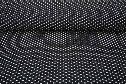 Chiffon - pois blancs sur fond noir | 150 cm | 65 g/m²