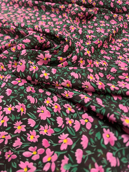 Mousseline - petites fleurs roses | 150 cm | 65 g/m²
