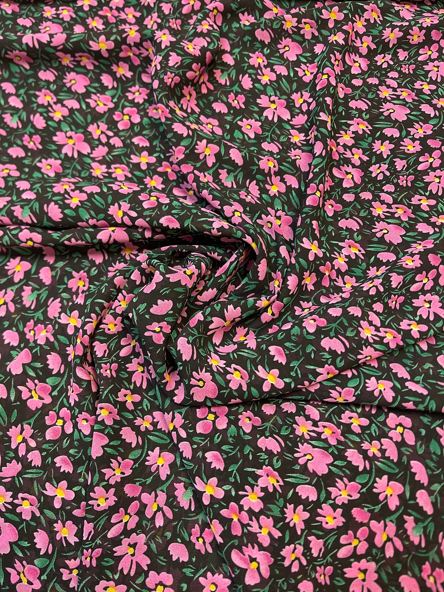 Chiffon - petites fleurs roses | 150 cm | 65 g/m²
